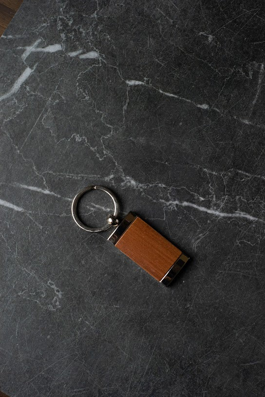 Keychain - Metal & Cherry Wood