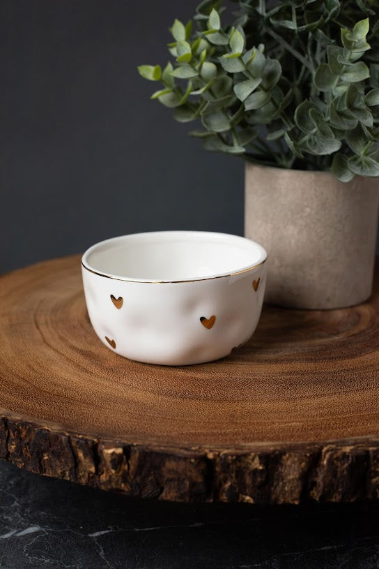 Bowl - White with Gold Heart