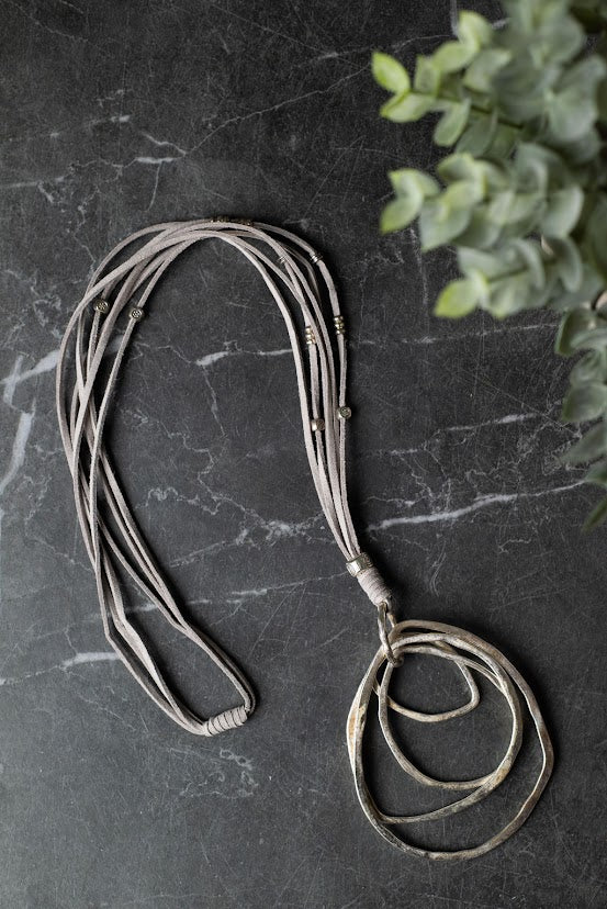 Necklace - Suzie Blue - 4 Ring Pendant