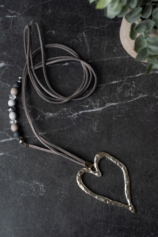 Necklace - Suzie Blue - Silver Heart