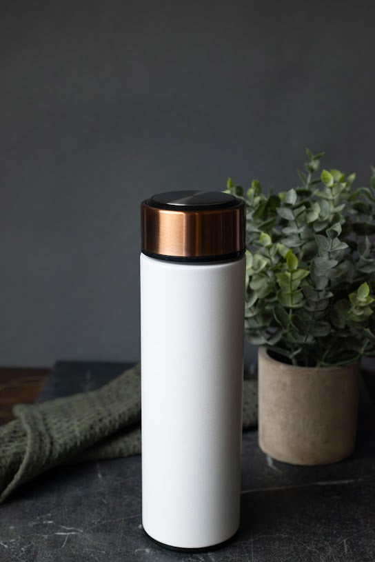 Glass Tea Infuser travel Mug - White